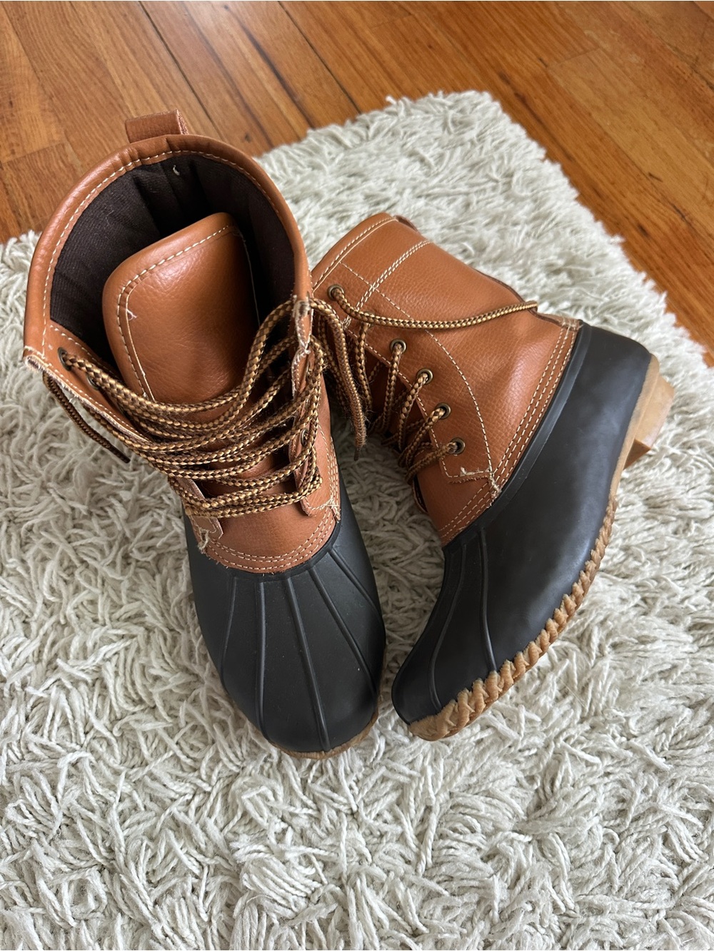 Target Brown and Black Lace-Up Duck Boots